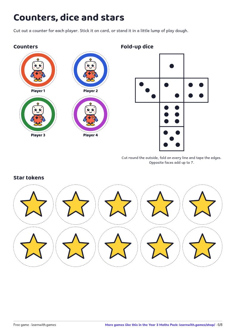 Page preview: Counters, dice and stars