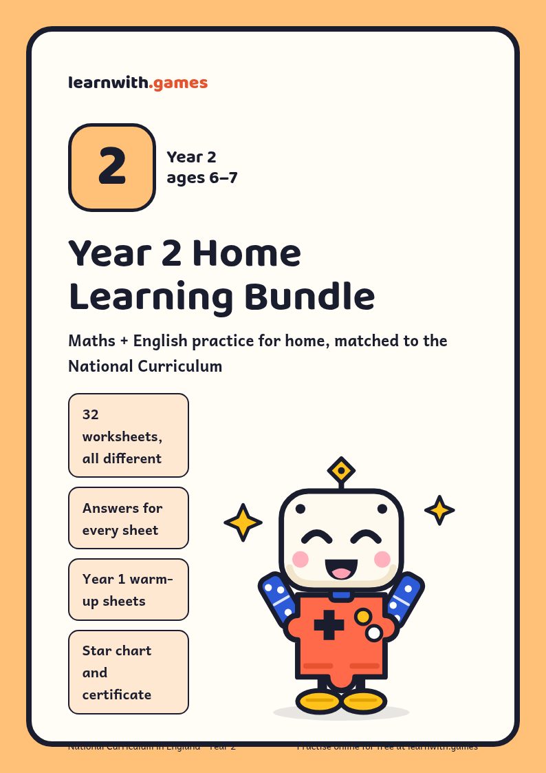 Cover of the Year 2 Home Learning Bundle
