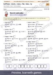 Preview: Suffixes: –ment, –ness, –ful, –less, –ly file, page 1: secret code joke