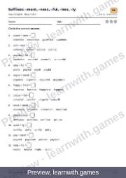 Preview: Suffixes: –ment, –ness, –ful, –less, –ly file, page 3: worksheet A