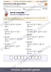 Preview: Contractions with apostrophes file, page 1: secret code joke