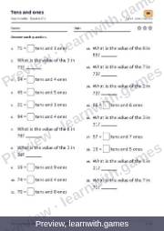 Preview of page 37: Tens and ones: worksheet A