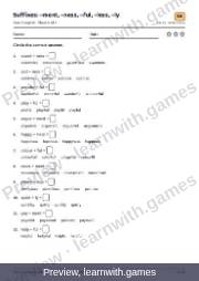Preview of page 55: Suffixes: –ment, –ness, –ful, –less, –ly: worksheet A