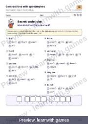 Preview of page 59: Contractions with apostrophes: Secret code joke