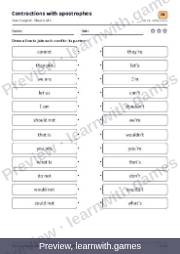 Preview of page 61: Contractions with apostrophes: worksheet A
