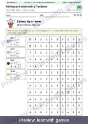 Preview: Adding and subtracting fractions file, page 1: color by answer