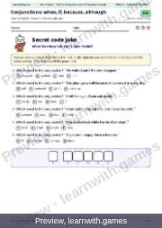 Preview: Conjunctions: when, if, because, although file, page 1: secret code joke