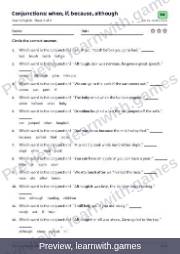 Preview: Conjunctions: when, if, because, although file, page 4: worksheet A
