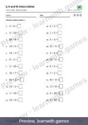 Preview of page 12: Warm-up: 2, 5 and 10 times tables