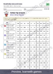 Preview of page 28: Hundreds, tens and ones: Colour by answer