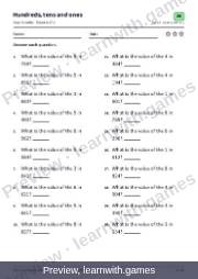 Preview of page 32: Hundreds, tens and ones: worksheet A