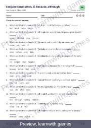 Preview of page 60: Conjunctions: when, if, because, although: worksheet A