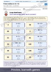 Preview: Times tables to 12 × 12 file, page 1: loop dominoes
