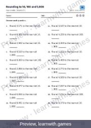 Preview: Rounding to 10, 100 and 1,000 file, page 5: worksheet A