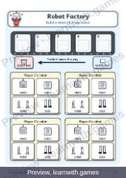 Preview: Robot Factory board game file, page 2: the board