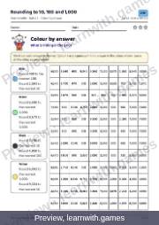 Preview of page 27: Rounding to 10, 100 and 1,000: Colour by answer
