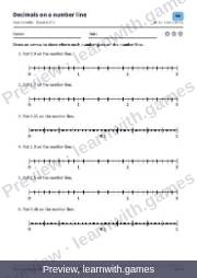 Preview of page 43: Decimals on a number line: worksheet A