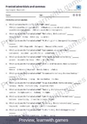 Preview of page 51: Fronted adverbials and commas: worksheet A