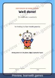 Preview: How to use, quest map, sticker chart and certificates file, page 4: certificate (Math)