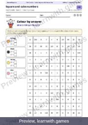 Preview: Square and cube numbers file, page 1: color by answer