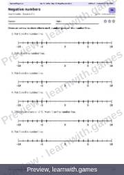 Preview: Negative numbers file, page 1: worksheet A