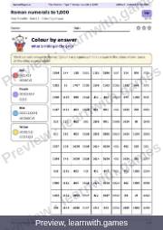 Preview: Roman numerals to 1,000 file, page 1: color by answer
