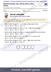 Preview: Relative clauses: who, which, where, when, whose file, page 1: secret code joke