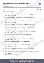 Preview: Relative clauses: who, which, where, when, whose file, page 4: worksheet A