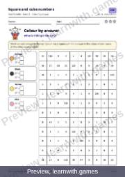 Preview of page 23: Square and cube numbers: Colour by answer