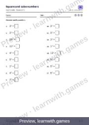 Preview of page 26: Square and cube numbers: worksheet A