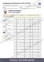 Preview of page 30: Multiplying and dividing by 10, 100 and 1,000: Colour by answer