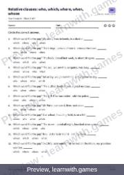 Preview of page 65: Relative clauses: who, which, where, when, whose: worksheet A
