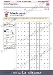 Preview: Order of operations file, page 1: color by answer