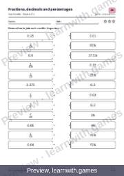 Preview: Fractions, decimals and percentages file, page 5: worksheet A