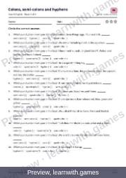 Preview: Colons, semicolons and hyphens file, page 4: worksheet A