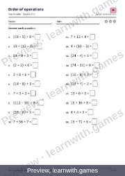 Preview of page 25: Order of operations: worksheet A