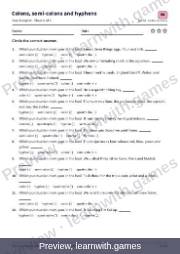 Preview of page 57: Colons, semi-colons and hyphens: worksheet A