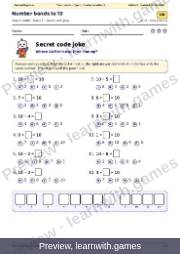 Preview: Number bonds to 10 file, page 1: secret code joke