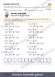Preview of page 11: Number bonds to 10: Secret code joke