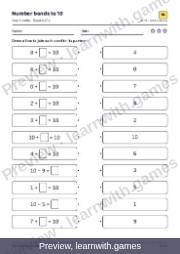 Preview of page 13: Number bonds to 10: worksheet A