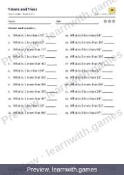 Preview of page 21: 1 more and 1 less: worksheet A