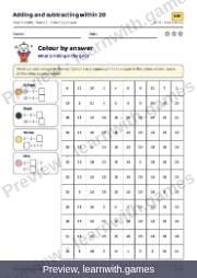Preview of page 25: Adding and subtracting within 20: Colour by answer