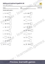 Preview of page 29: Adding and subtracting within 20: worksheet A