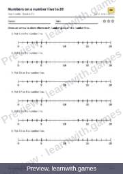 Preview of page 33: Numbers on a number line to 20: worksheet A