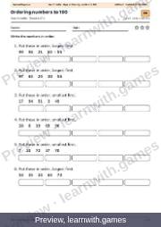 Preview: Ordering numbers to 100 file, page 1: worksheet A