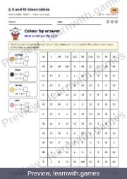 Preview of page 11: 2, 5 and 10 times tables: Colour by answer