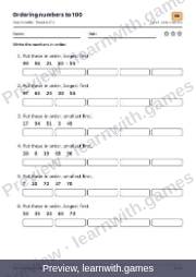 Preview of page 35: Ordering numbers to 100: worksheet A