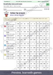 Preview: Hundreds, tens and ones file, page 1: color by answer