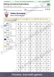 Preview: Adding and subtracting fractions file, page 1: color by answer