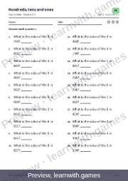 Preview of page 23: Hundreds, tens and ones: worksheet A